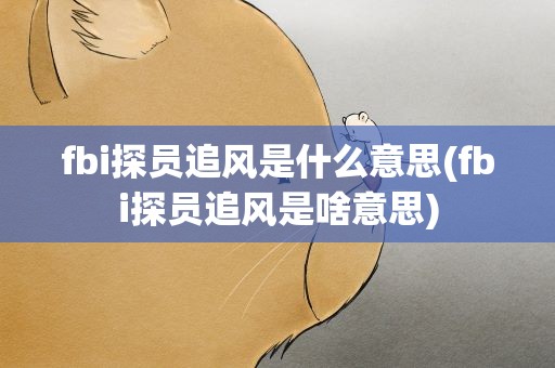 fbi探员追风是什么意思(fbi探员追风是啥意思)