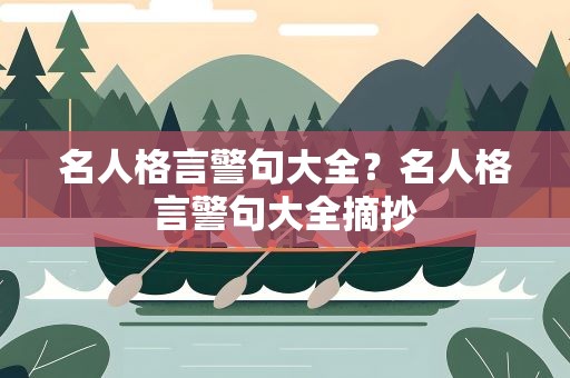 名人格言警句大全？名人格言警句大全摘抄