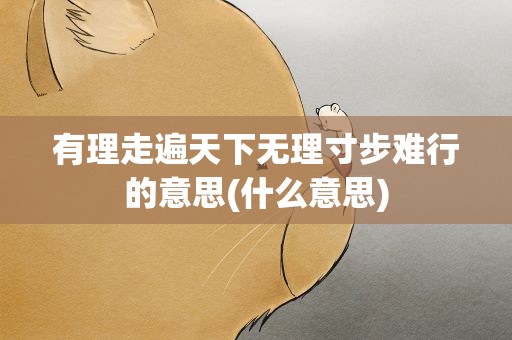 有理走遍天下无理寸步难行的意思(什么意思)