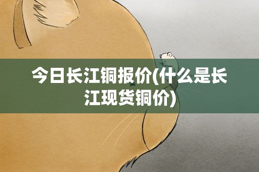 今日长江铜报价(什么是长江现货铜价)