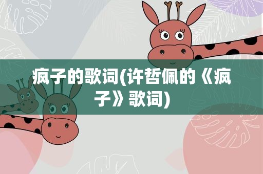 疯子的歌词(许哲佩的《疯子》歌词)
