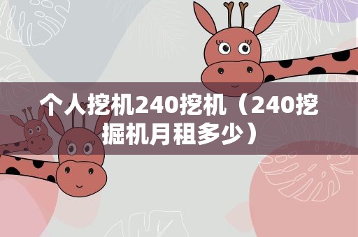 个人挖机240挖机（240挖掘机月租多少）
