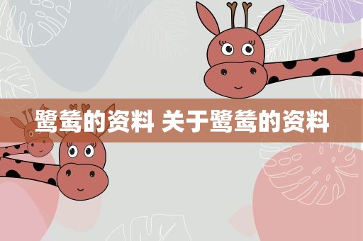 鹭鸶的资料 关于鹭鸶的资料