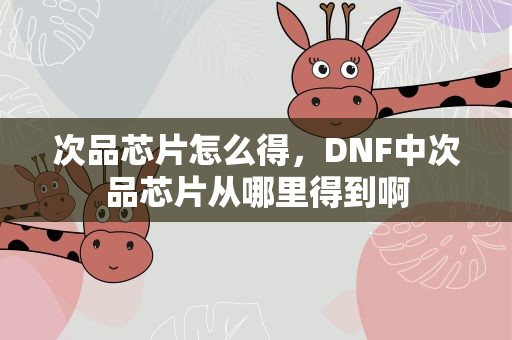 次品芯片怎么得，DNF中次品芯片从哪里得到啊