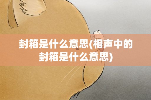 封箱是什么意思(相声中的封箱是什么意思)