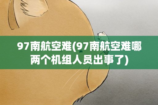 97南航空难(97南航空难哪两个机组人员出事了)