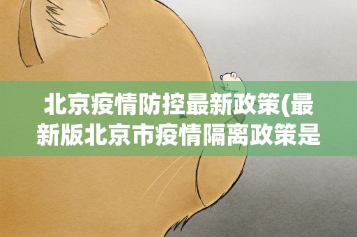 北京疫情防控最新政策(最新版北京市疫情隔离政策是什么)