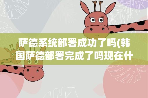 萨德系统部署成功了吗(韩国萨德部署完成了吗现在什么情况了)