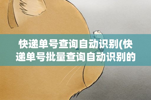 快递单号查询自动识别(快递单号批量查询自动识别的软件叫什么)