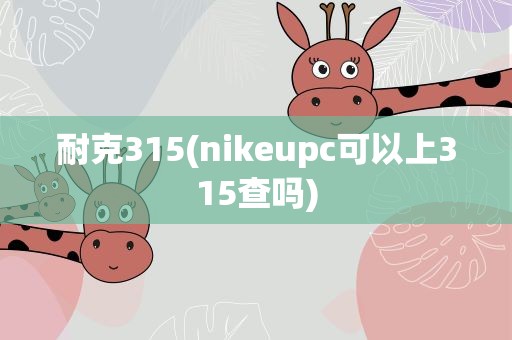 耐克315(nikeupc可以上315查吗)