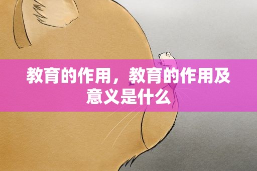 教育的作用，教育的作用及意义是什么