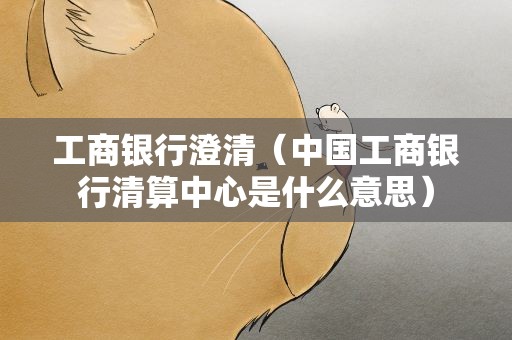 工商银行澄清（中国工商银行清算中心是什么意思）