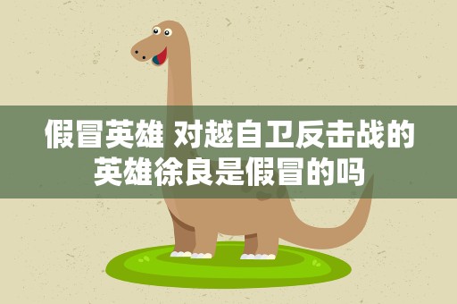 假冒英雄 对越自卫反击战的英雄徐良是假冒的吗