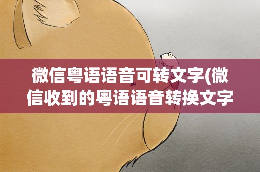 微信粤语语音可转文字(微信收到的粤语语音转换文字怎么设置)