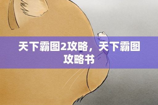 天下霸图2攻略，天下霸图攻略书