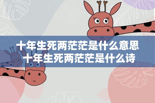 十年生死两茫茫是什么意思 十年生死两茫茫是什么诗词