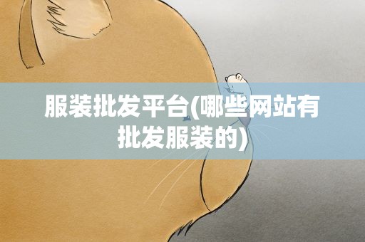 服装批发平台(哪些网站有批发服装的)