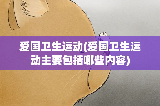 爱国卫生运动(爱国卫生运动主要包括哪些内容)