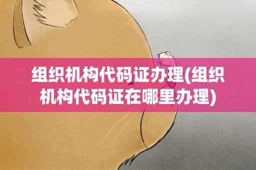组织机构代码证办理(组织机构代码证在哪里办理)