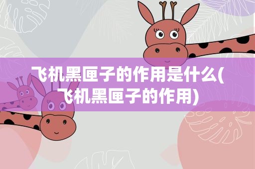 飞机黑匣子的作用是什么(飞机黑匣子的作用)