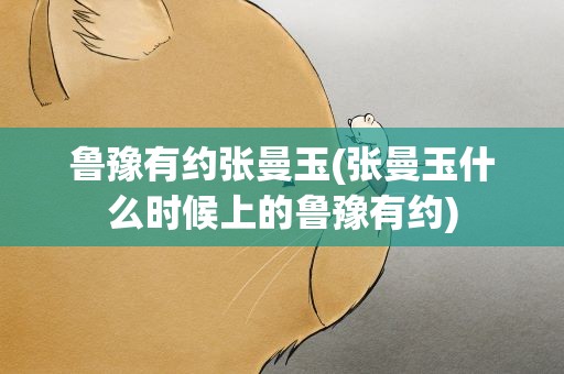 鲁豫有约张曼玉(张曼玉什么时候上的鲁豫有约)