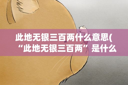 此地无银三百两什么意思(“此地无银三百两”是什么意思)