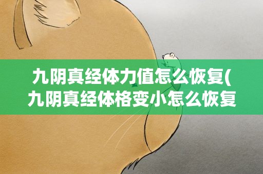 九阴真经体力值怎么恢复(九阴真经体格变小怎么恢复)