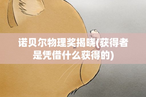 诺贝尔物理奖揭晓(获得者是凭借什么获得的)