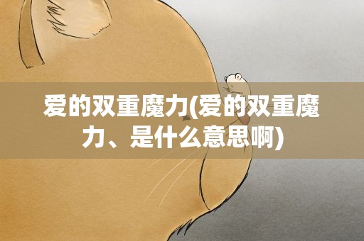 爱的双重魔力(爱的双重魔力、是什么意思啊)