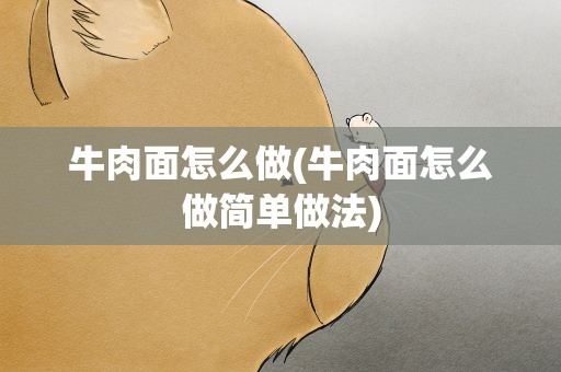 牛肉面怎么做(牛肉面怎么做简单做法)