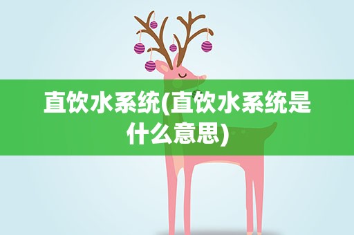 直饮水系统(直饮水系统是什么意思)