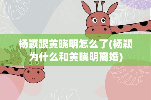 杨颖跟黄晓明怎么了(杨颖为什么和黄晓明离婚)