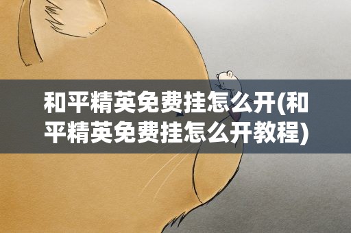 和平精英免费挂怎么开(和平精英免费挂怎么开教程)