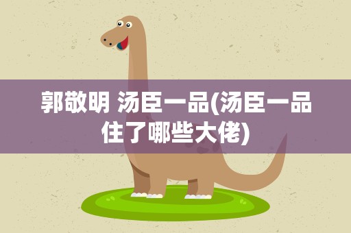 郭敬明 汤臣一品(汤臣一品住了哪些大佬)