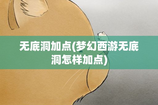 无底洞加点(梦幻西游无底洞怎样加点)