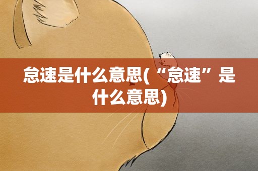 怠速是什么意思(“怠速”是什么意思)