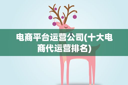 电商平台运营公司(十大电商代运营排名)