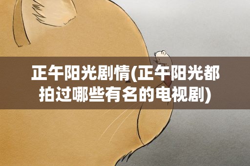正午阳光剧情(正午阳光都拍过哪些有名的电视剧)