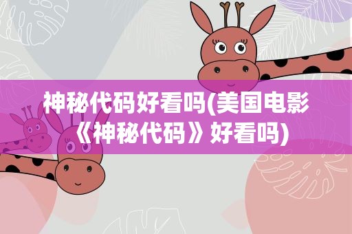 神秘代码好看吗(美国电影《神秘代码》好看吗)