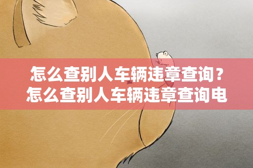 怎么查别人车辆违章查询？怎么查别人车辆违章查询电话