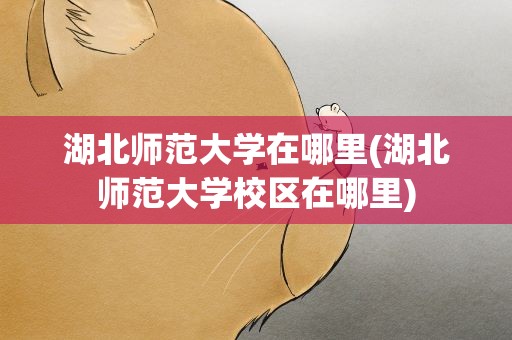 湖北师范大学在哪里(湖北师范大学校区在哪里)