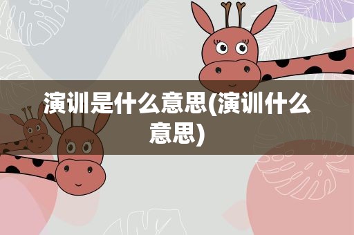 演训是什么意思(演训什么意思)