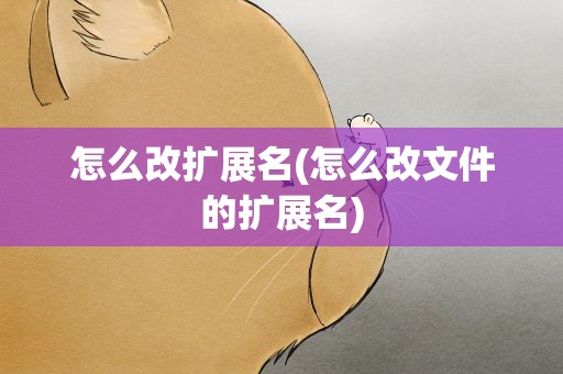 怎么改扩展名(怎么改文件的扩展名)