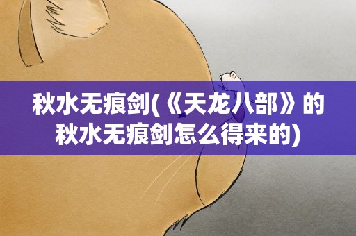秋水无痕剑(《天龙八部》的秋水无痕剑怎么得来的)