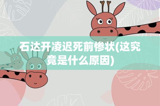 石达开凌迟死前惨状(这究竟是什么原因)