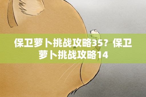 保卫萝卜挑战攻略35？保卫萝卜挑战攻略14