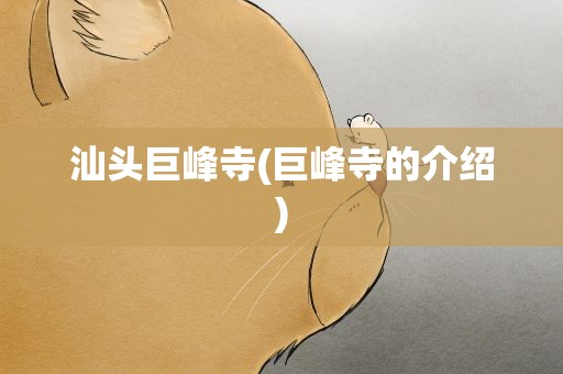 汕头巨峰寺(巨峰寺的介绍)