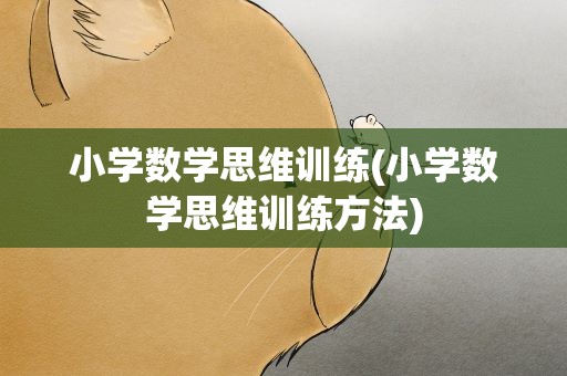 小学数学思维训练(小学数学思维训练方法)