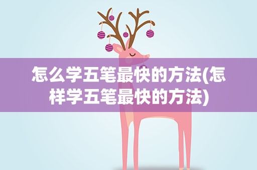 怎么学五笔最快的方法(怎样学五笔最快的方法)