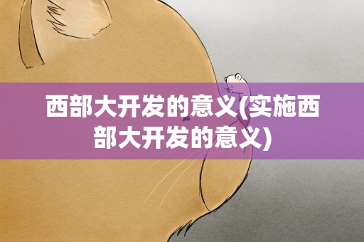 西部大开发的意义(实施西部大开发的意义)